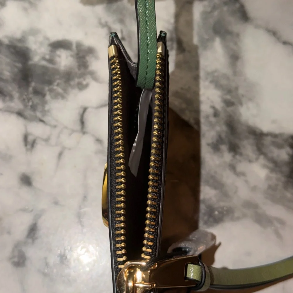 Marc Jacobs Olive Green Leather Card Holder Wallet